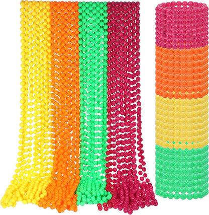 64 Pcs Glow In The Dark Bead Necklaces Bracelets Set, 32 Pcs UV Neon Glow Black Light Necklaces 32 Bracelets 80s Costume Accessories Necklace Set for Birthday, Party, Wedding, Concert