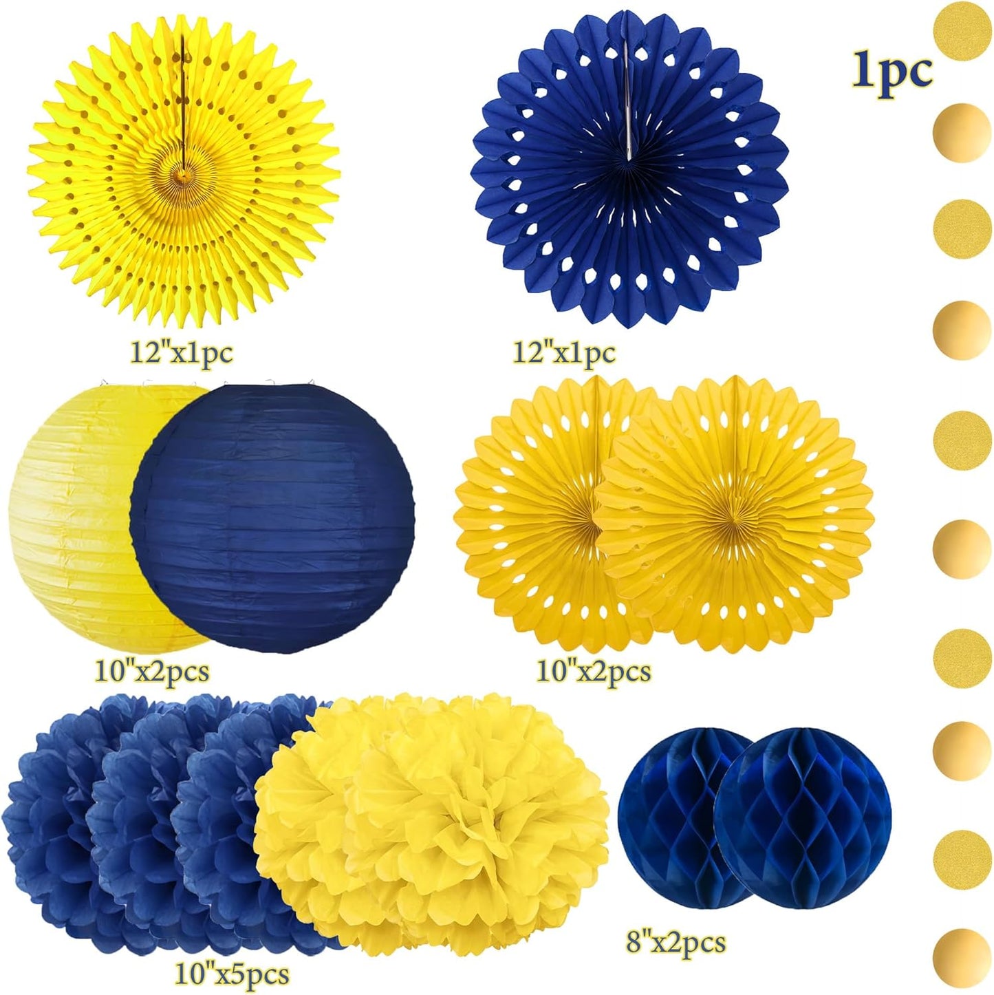Tissue Paper Pom Poms - 23 PCS Dusty Blue Paper Flowers Pom Pom Kit Circle Dot Party Banner Hanging Swirl Party Decorations for Wedding Birthday Baby Shower Bridal Shower Tea Party