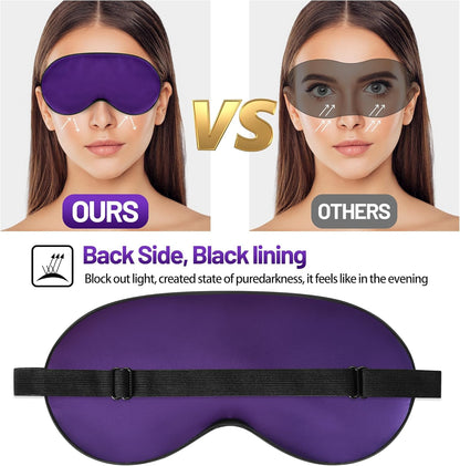 Silk Eye Mask with Adjustable Strap, Satin Blackout Sleeping Mask for Men&Women, Comfortable Blindfold Eyeshade for Night Sleep(Blue)