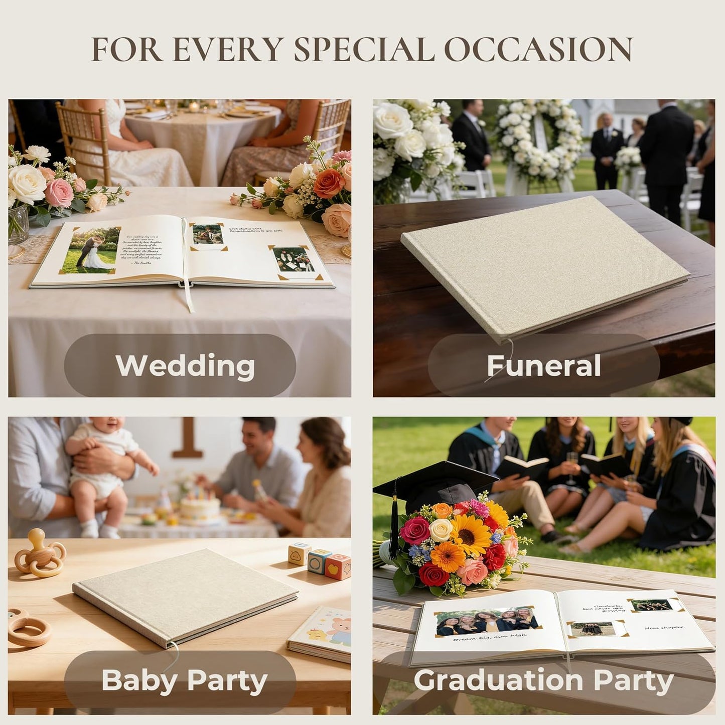 Vienrose Wedding Guest Book Journal, Wedding Registry Must Haves Things with 80 Blank Pages, Linen Photo Guestbook to Sign at Reception Party, Create Your Customizable Memory Album, Dusty Sage Green
