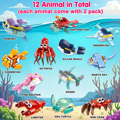 30PCS Mini Animal Building Blocks Summer Party Favors for Kids 4-8 8-12 Birthday Goodie Bags Stuffers Classroom Treasure Box Carnival Prizes Small Toys Bulk Pinata Fillers Return Gifts for Girl Boy