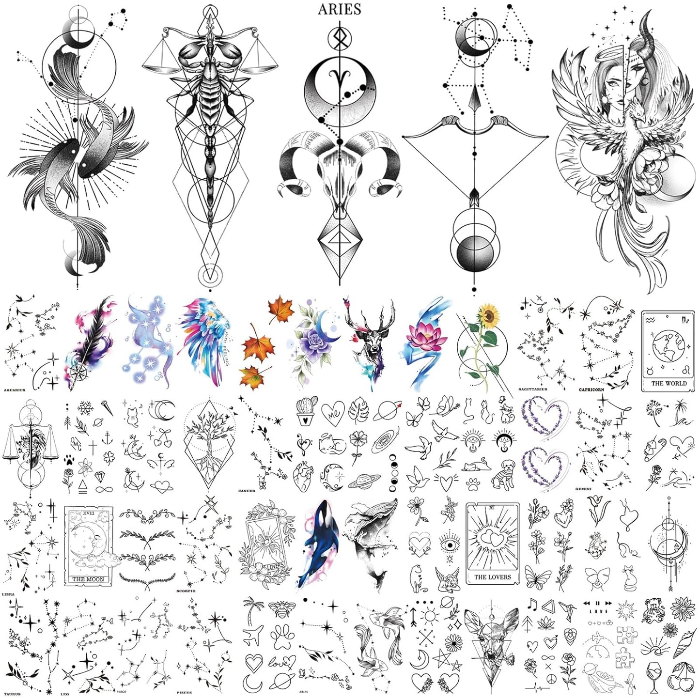 252+ PCS Glow Unicorn Princess Temporary Tattoo for Kids, 36 Sheets Rainbow Castle Candy Star Prince Fake Tattoos Sticker for Girls Boys, Luminous Birthday Magic Fairy Theme Party Favors Decoration