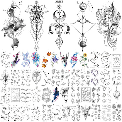 252+ PCS Glow Unicorn Princess Temporary Tattoo for Kids, 36 Sheets Rainbow Castle Candy Star Prince Fake Tattoos Sticker for Girls Boys, Luminous Birthday Magic Fairy Theme Party Favors Decoration