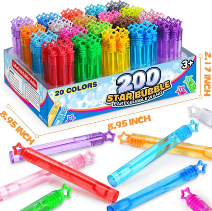 32 Pcs 8 Colors Neon Bubbles Party Favors For Kids, Mini Star Bubble Wand Bulk In Gift Box as Goody Bags Stuffer, Classroom Giveaways, Carnival Prizes Toy, Birthday Treats, Party Supplies For Toddlers