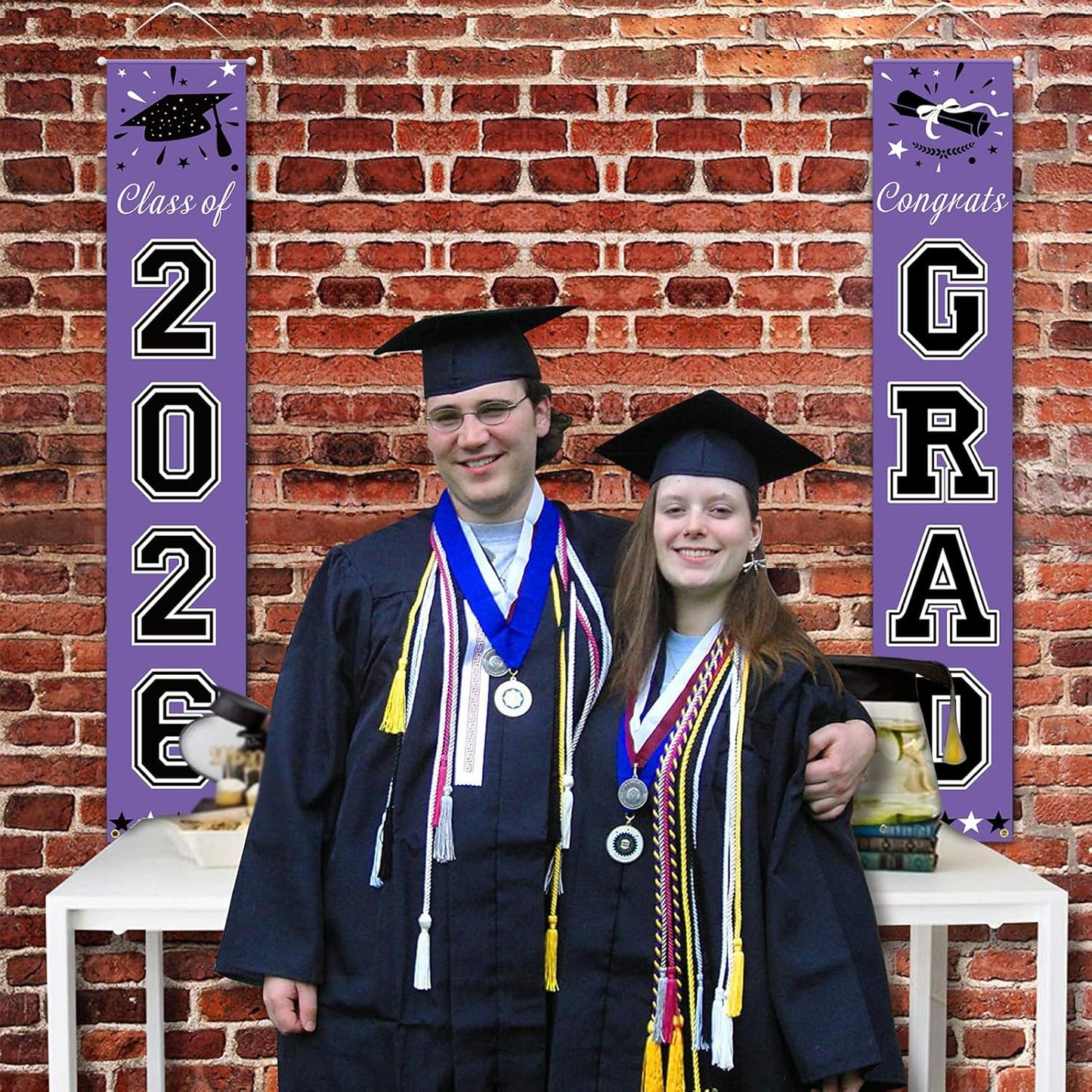 DAZONGE 2026 Graduation Decorations Blue, Congrats Grad Porch Banner for Any Schools or Grades 2026 Graduation Party Decorations