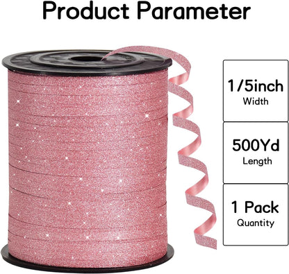 BEISHIDA 500 Yards Red Ribbon Crimped Curling, Balloon String Shiny Metallic Roll for Gift Wrapping Ribbon for Birthday Valentines Day Wedding Mother's Day Party Decorations