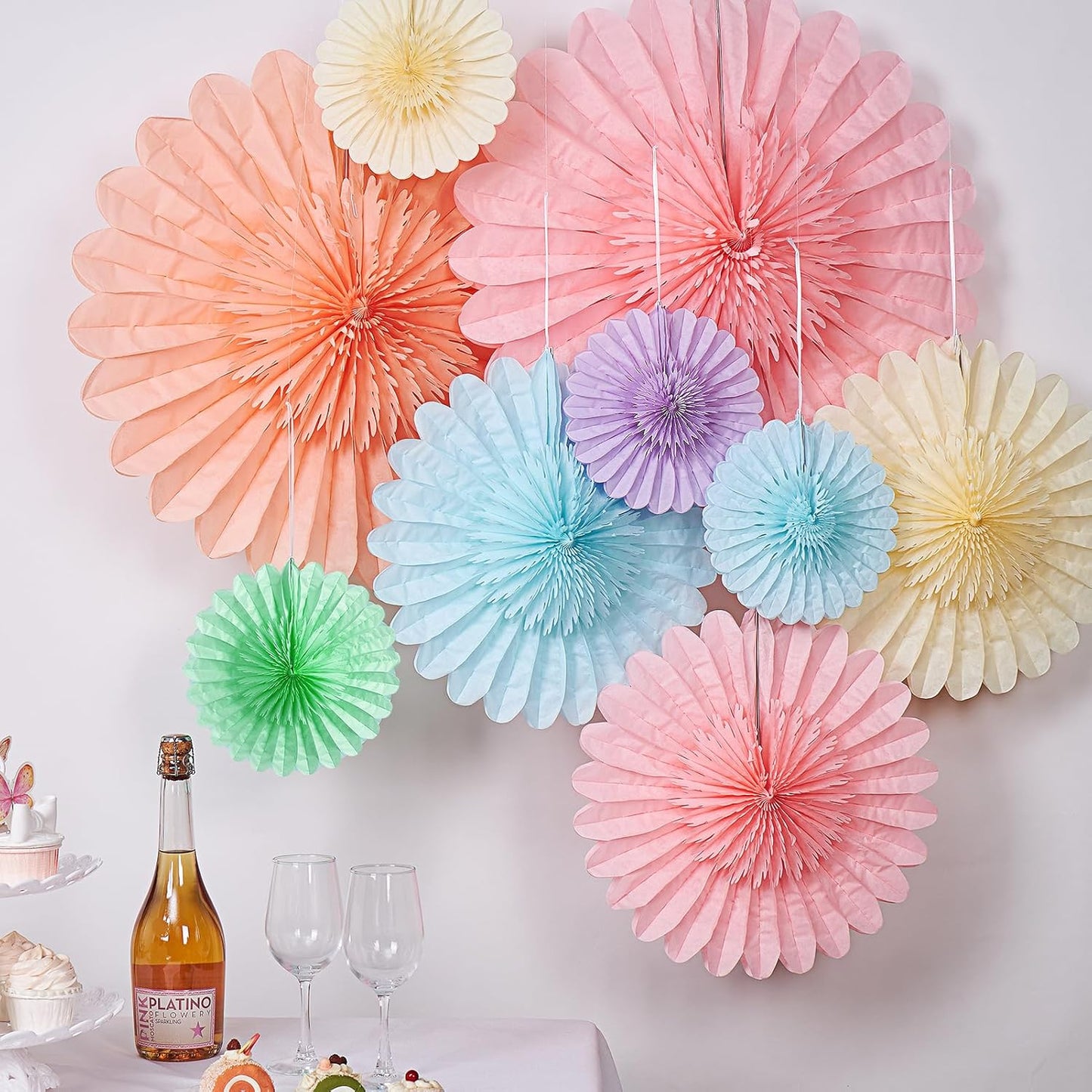 Easy Joy Paper Leaves Decorations for Wall Paper Fans Classroom Decoration Leaves Backdrop Decor Wall Decor,Set of 9