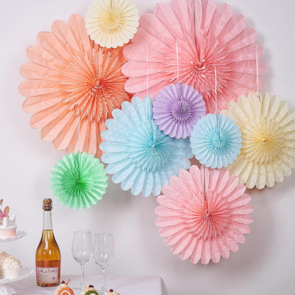 Easy Joy Paper Leaves Decorations for Wall Paper Fans Classroom Decoration Leaves Backdrop Decor Wall Decor,Set of 9