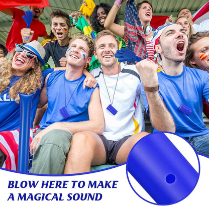 48 Pcs Cheering Noisemakers Set Included 12 Pcs Mini Air Horns Noisemakers 12 Hand Clappers 24 Thunder Sticks for Birthdays Sporting Events (Horn,Blue)