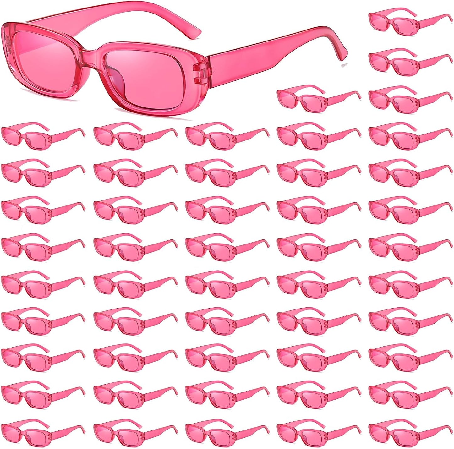 50/100 Pack Rectangle Sunglasses Bulk for Adult Retro Cheap 90s Y2K Small Glasses UV400 Protection