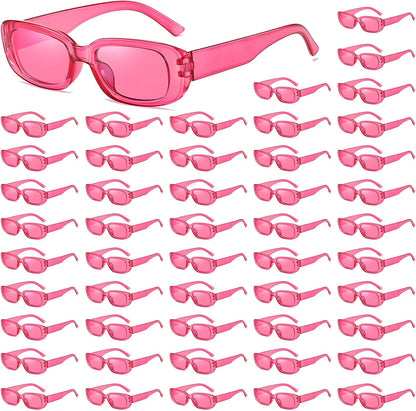 50/100 Pack Rectangle Sunglasses Bulk for Adult Retro Cheap 90s Y2K Small Glasses UV400 Protection