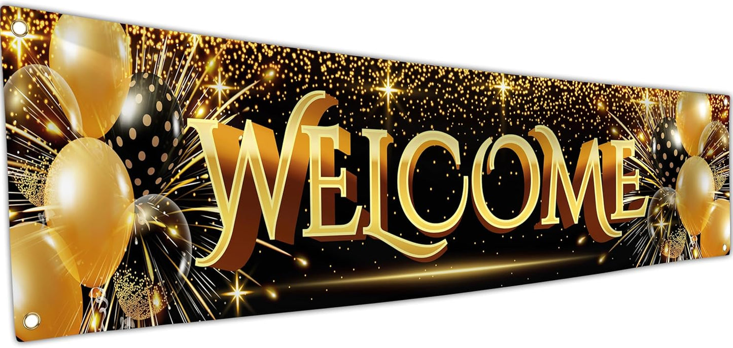 Welcome Banner - Black and Gold Welcome Home Decorations 6 x 1.3ft - Welcome Back Banner - We Missed You So Much