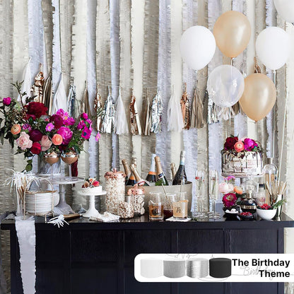 PartyWoo White Crepe Paper Streamers 10 Rolls 820 ft Pack of Pearl White Crepe Paper for Graduation Wedding Baby Shower Anniversary Gender Reveal Birthday Party Decorations (1.8 Inch x 82 Ft/Roll)