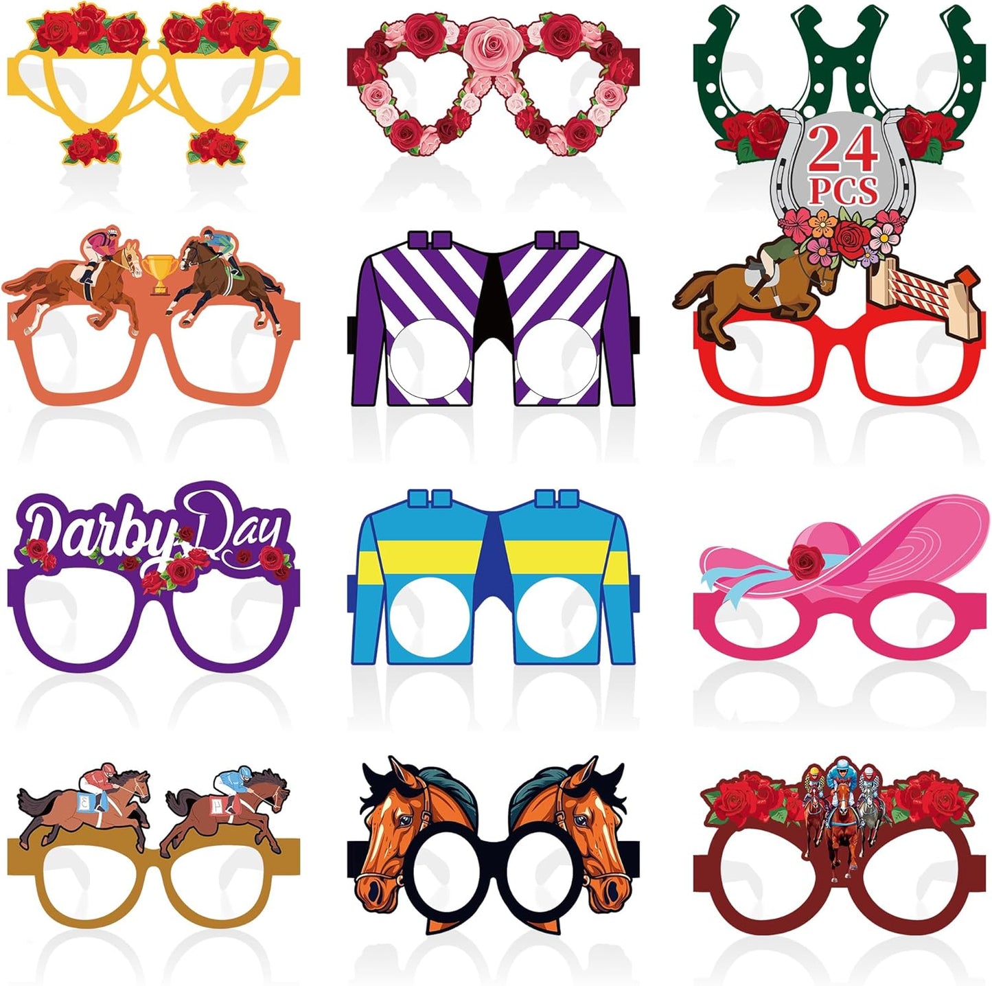 24PCS Hawaiian Party Decorations, Hawaiian Cardboard Glasses Bulk, Luau Party Sunglasses Frame Tropical Dress Pool Props Accessories, Hawaii Carnival Summer Pool Party Decorations for Women Men