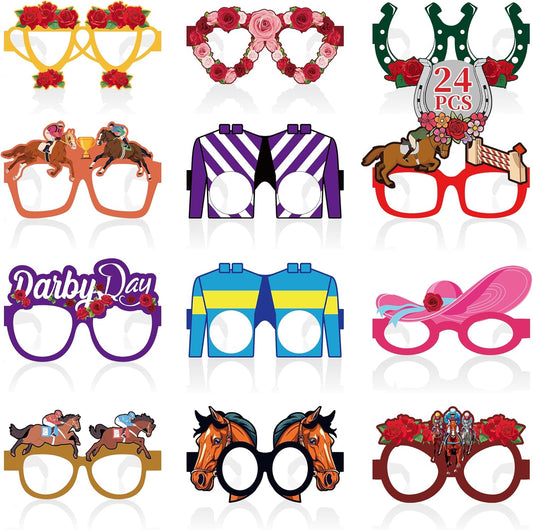 24PCS Hawaiian Party Decorations, Hawaiian Cardboard Glasses Bulk, Luau Party Sunglasses Frame Tropical Dress Pool Props Accessories, Hawaii Carnival Summer Pool Party Decorations for Women Men