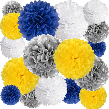 18 PCS Tissue Paper Pom Poms, Tissue Pom Poms Flowers, Sizes of 6", 10", 12", 14" Hanging Paper Flower Ball for Wedding, Birthday, Halloween, Christmas, Baby Shower Party Decor (Red Black Gold)