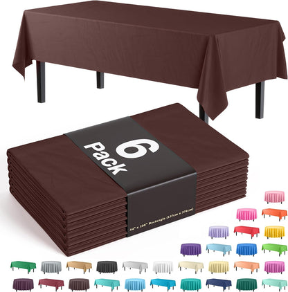 Exquisite Party Solids 6-Pack Premium Plastic Tablecloth 54in. x 108in. Rectangle Plastic Table Cover - Navy
