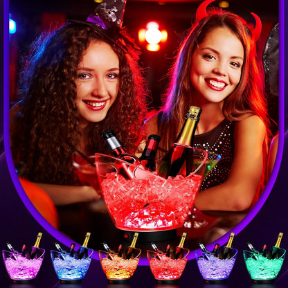 Umigy 2 Pcs 5L LED Ice Buckets Clear Plastic Ice Bucket Large Capacity Light RGB Colorful LED Cooler with Lights for Champagne Wine Beer Party Bar Club