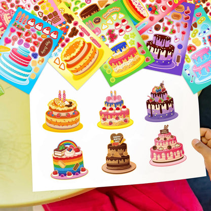 24 Sheets 8.3''×5.9'' Make Your Own Ice Cream Stickers for Toddlers Kids Party Favors, Make a Face Stickers for Kids Activities Supplies Crafts