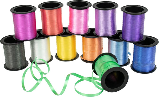 GIFTEXPRESS 12 Rolls Crimped Curling Ribbon Balloon Strings, Assorted Vivid Colors, 3/16" x 720 Ft for Balloon Ties, Arts & Crafts, Gift Wrapping, Florists, Party Decoration