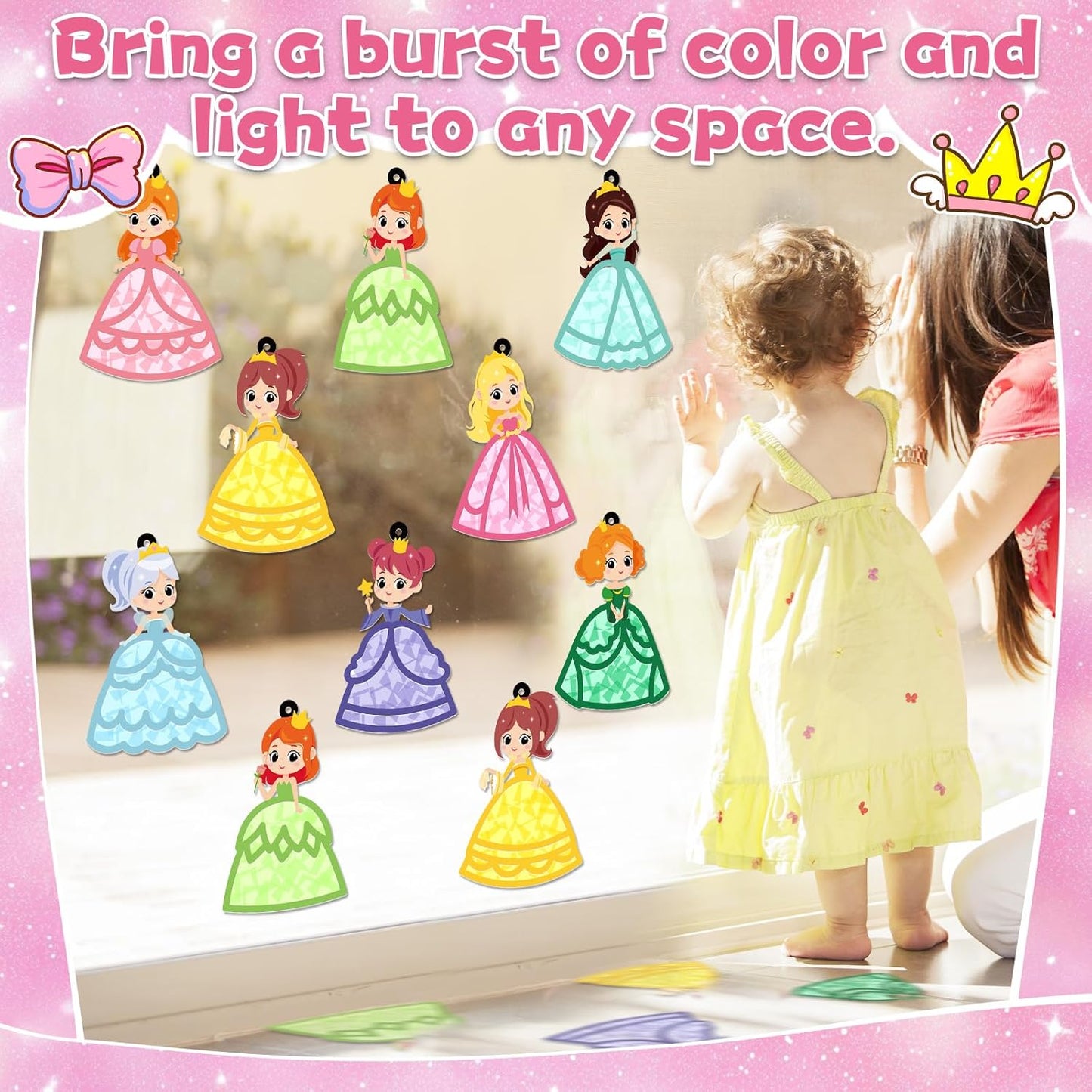 QOUBAI 32 Sets Stars Suncatchers Craft Back to School DIY Stained Glass Window Patriotic 4th of July Paper Craft Home School Classroom Decor Kid Birthday Gift Creative Art Activity Game - Colors A
