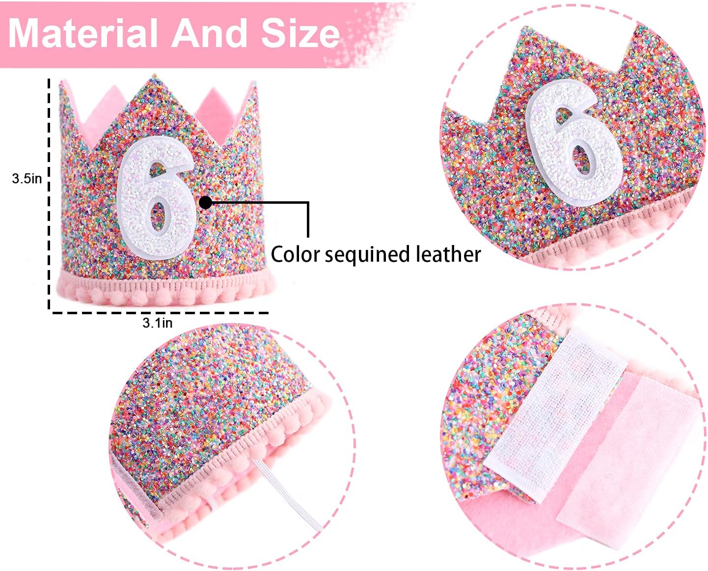 Rainbow Crown - 4th Birthday Party Glitter Crown, Kids Birthday Hats, Baby Photo Props, Little Girls Hair Accessories