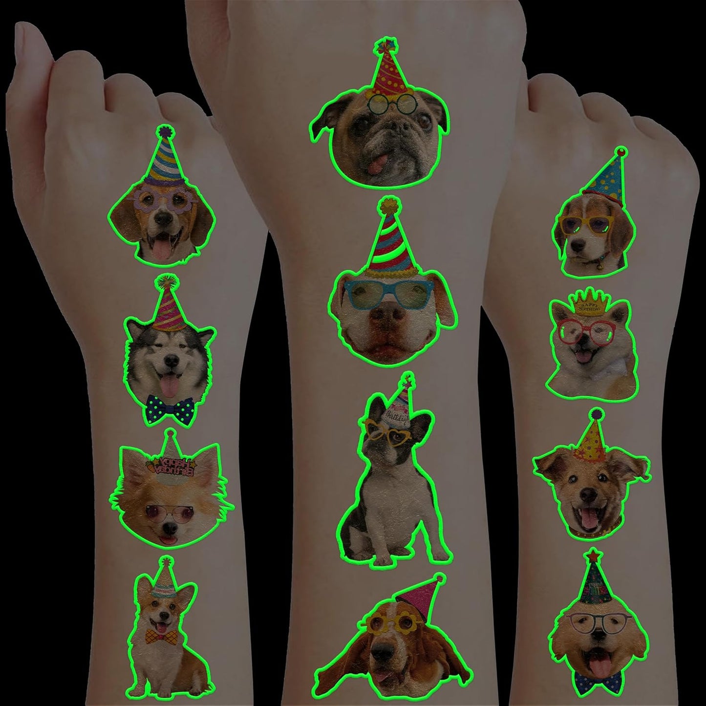 96 PCS Dog Pet Pre-Cut Temporary Tattoos for Kids | Super Cute First Themed Birthday Party Favors, Supplies, Decorations, Animal Fake Tattoo Stickers (Multiple)