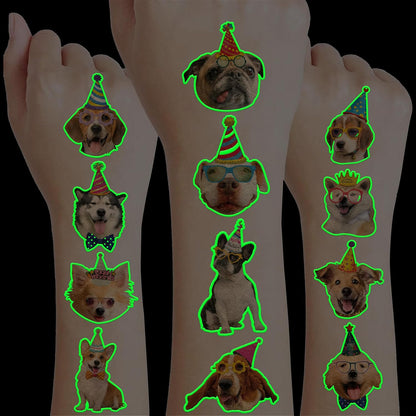 96 PCS Dog Pet Pre-Cut Temporary Tattoos for Kids | Super Cute First Themed Birthday Party Favors, Supplies, Decorations, Animal Fake Tattoo Stickers (Multiple)