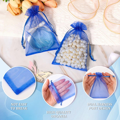 Hopttreely 100PCS Premium Sheer Organza Bags, White Wedding Favor Bags with Drawstring, 4x4.72 Jewelry Gift Bags for Party, Jewelry, Christmas, Mother's Day, Festival, Bathroom Soaps, Makeup Organza Favor Bags