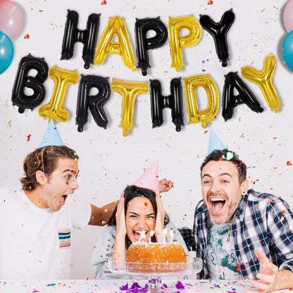 Happy Birthday Balloons Banner, Foil Balloon Personalized Name Letters Balloons Sign Birthday Party Decorations for Women Men Boys Girls Cream