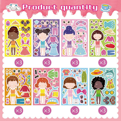 24 Sheets Make-a-face Cupcake Stickers Make Your Own Dessert Stickers Mix and Match Sweets and Fruit Treats Party Favor Supplies for Kids Ice Cream Sticker Games Birthday DIY Art Crafts