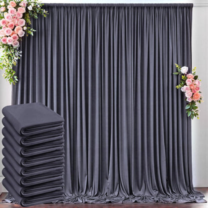 10 ft x 10 ft Wrinkle Free White Backdrop Curtains for Wedding Parties, Polyester Photography Backdrop Drapes for Birthday Parties Stage Backdrop Stand, 2 Panels 5x10FT Background Curtains