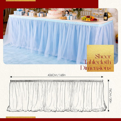 THARAHT Tulle Table Skirt 6FT 180CM Long for Rectangle Tables Round Tables Ruffle Desk Skirt for Princess Girls Birthday Party Cake Dessert Decorations Table Skirt