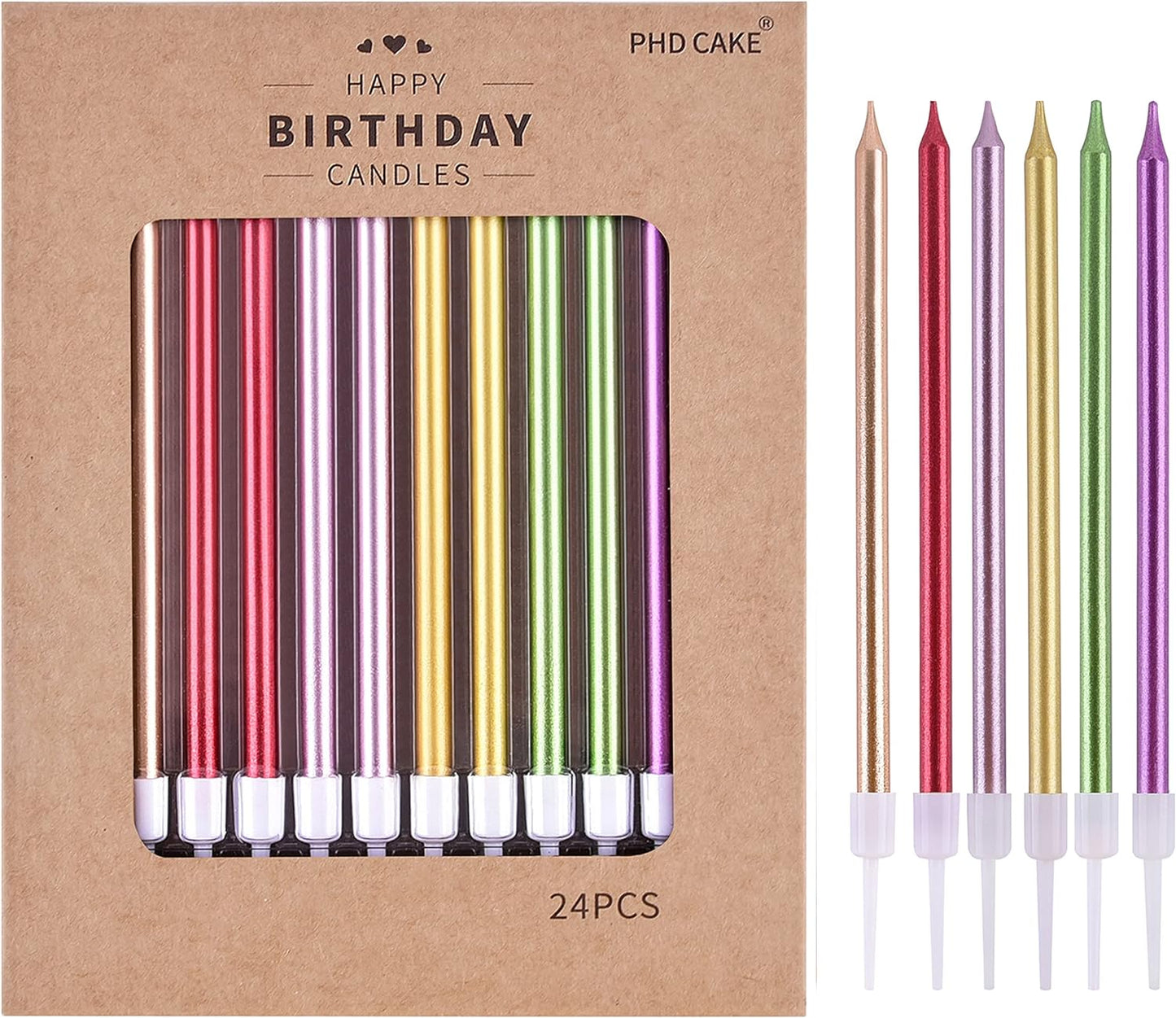 PHD CAKE Champagne Gold Long Thin Metallic Birthday Candles, Cake Candles, Birthday Parties, Wedding Decorations, Party Candles
