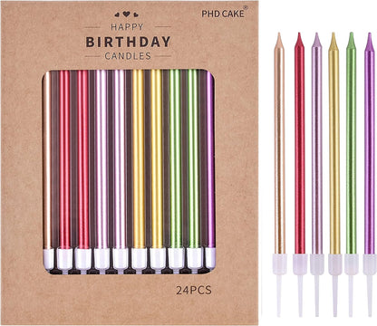 PHD CAKE Champagne Gold Long Thin Metallic Birthday Candles, Cake Candles, Birthday Parties, Wedding Decorations, Party Candles