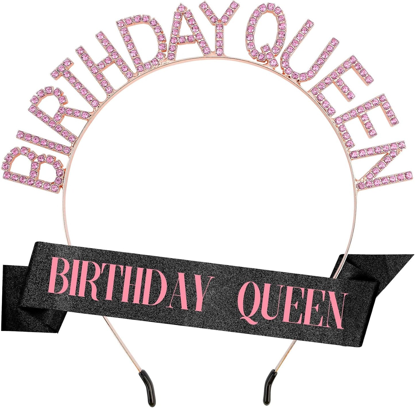 Birthday Sash & Crown for Women - Tiara Headband, Girls' Decorations Accessories