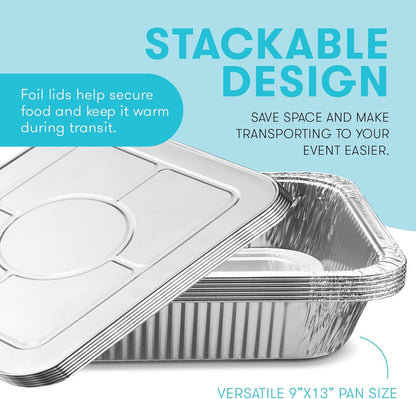Disposable Chafing Dish Buffet Set Food Warming Trays - Buffet Set Trays Food Warmers for Parties & Events - Replacement Chafing Dishes for Catering (9 Serving Utensil Set)