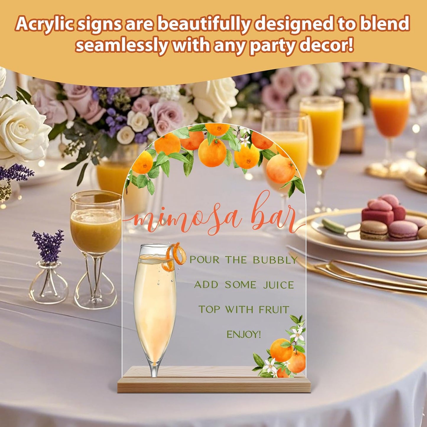 Acrylic Arch Mimosa Bar Sign, Pink Bow Champagne Acrylic Mimosa Bar With Base Supplies For Baby Shower Bridal Shower, Birthday, Bachelorette Engagement Party, Welcome Sign For Table Party -A14