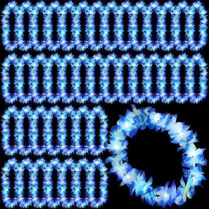 Sherr 24 Pcs LED Leis Light Up Purple and Gold Hawaiian Flower Necklaces, Graduation 2026 Party Supplies, Class of 2026 Leis for Beach Wedding Luau Glow Party Favors