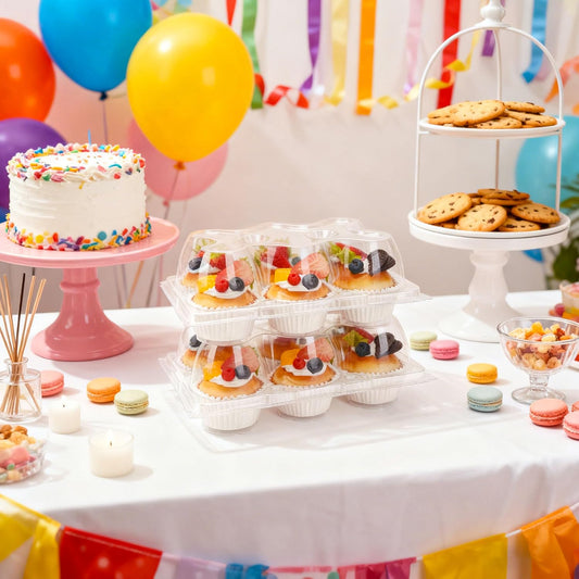 6 Count Cupcake Containers 20 Pack Cupcake Holders Clear Plastic Stackable Cupcake Boxes with Detachable Tall Dome Lids for 120 Cupcakes, BPA Free, Standard Size