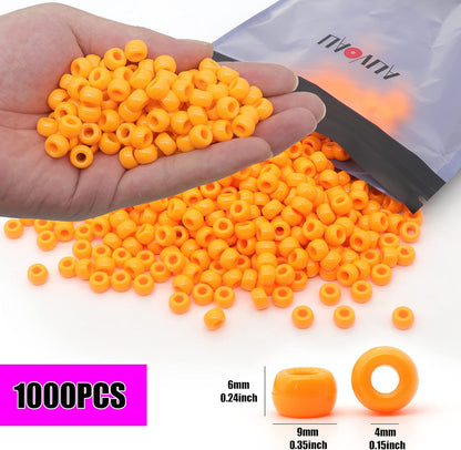 1000Pcs Glow in The Dark Pony Beads 9mm Plastic Kandi Beads Bulk for Friendship Bracelet Necklace Craft Jewelry Making Beads for Hair Braids 9 Color