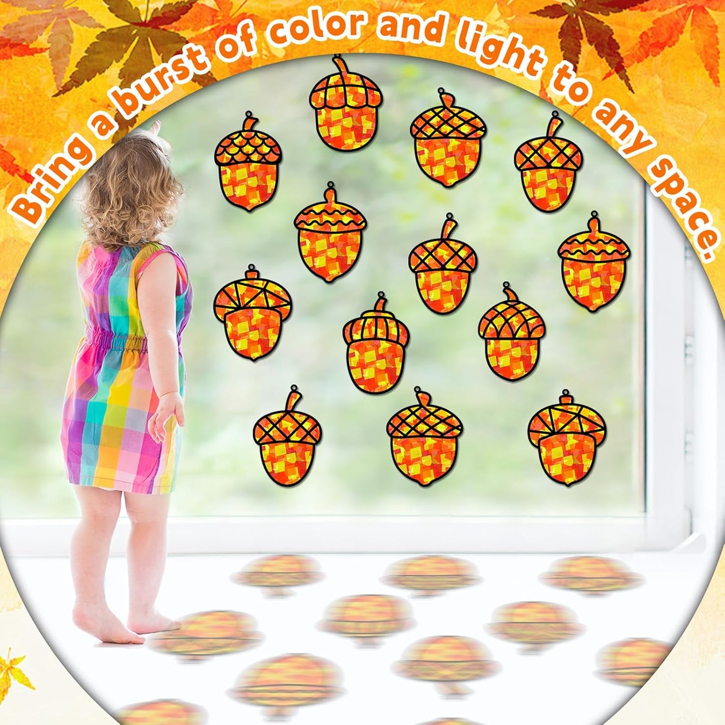 QOUBAI 32 Sets Stars Suncatchers Craft Back to School DIY Stained Glass Window Patriotic 4th of July Paper Craft Home School Classroom Decor Kid Birthday Gift Creative Art Activity Game - Colors A