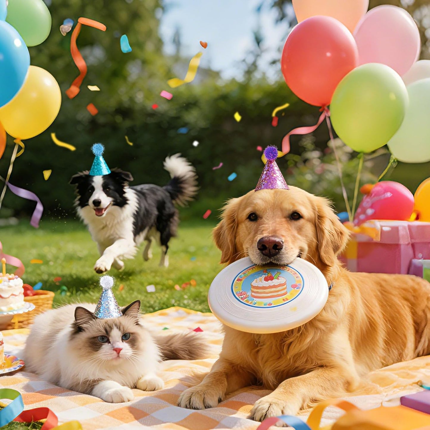 CANREVEL Mini Party Hats for Stuffed Animals Headwear, Birthday Hats Party Animal Birthday Decorations Supplies for Dog Cat