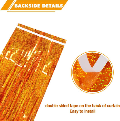 Melsan 2 Pack 3.2 ft x 8.2 ft Tinsel Foil Fringe Curtains Backdrop, Sparkle Metallic Foil Curtains for Party Photo Booth Props Decoration, Pinkish Purple