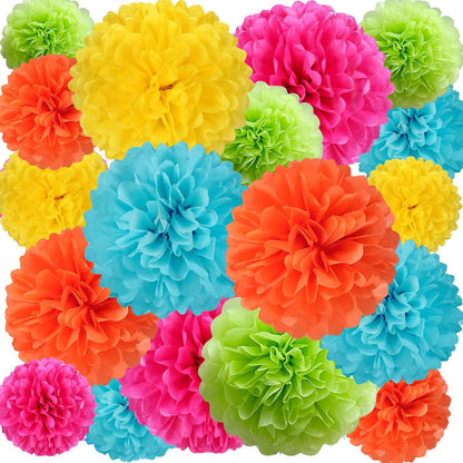 18 PCS Tissue Paper Pom Poms, Tissue Pom Poms Flowers, Sizes of 6", 10", 12", 14" Hanging Paper Flower Ball for Wedding, Birthday, Halloween, Christmas, Baby Shower Party Decor (Red Black Gold)