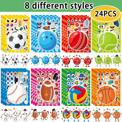 24 Sheets 8.27''×5.9'' Make Your Own Stickers for Kids Toddlers, Make a Face Stickers Mix and Match with Unicorns Dinosaur Horse and Sea Animals for Kids Party Favors Activities