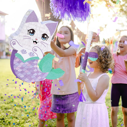 Hooqict Mexican Pinata with Blindfold and Bat Stick Party Pinata for Fiesta Carnival Cinco de Mayo Decorations Kids Adults Mexican Party Games Birthday Party Supplies