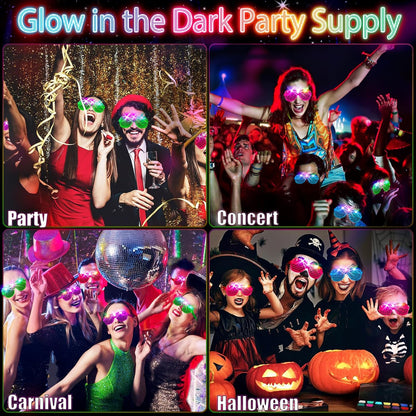 SHQDD 46 Pack Light Up Glasses, Glow in the Dark Party Favors, 5 Neon Color Led Glasses, Shutter Shades Glow Stick Sunglasses, Neon Party Supplies for Kids Adults Birthday Wedding Glow Toys Party