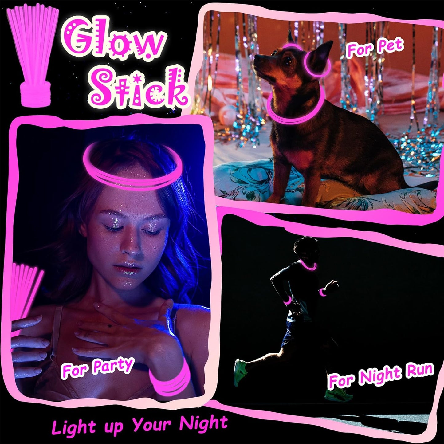 100 pk 8" Glow Sticks Bulk Party Favors, Light up Glow Necklaces & Bracelets in the Dark Party Supplies For Christmas Halloween 4th of July Birthday Neon Party (100 * Blue)