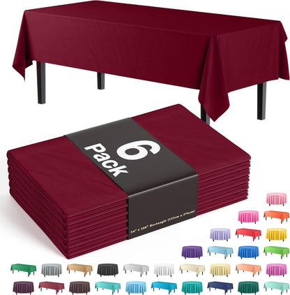 Exquisite Party Solids 6-Pack Premium Plastic Tablecloth 54in. x 108in. Rectangle Plastic Table Cover - Navy
